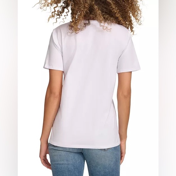 Karl Lagerfeld White Graphic Tee with Colorful Accents - Picture 3 of 8